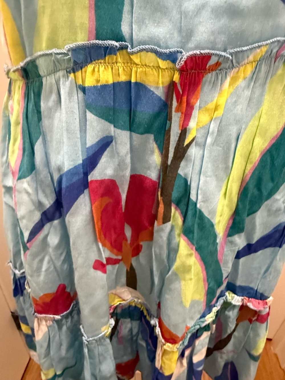 Oliphant. Ruffle Tiered Silk Blend Short Dress. Size XS. - Picture 9 of 11